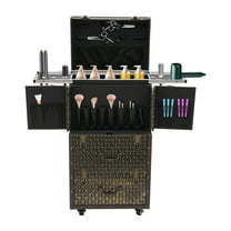 Miumaeov Professional Rolling Makeup Train Case Cosmetic Organizer Lockable  Hairdressing Tool Trolley Case