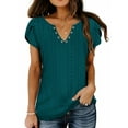 thumbnail image 6 of TEMOFON Womens Summer Tops Casual V Neck Tee Shirts Petal Sleeve Fashion Loose Blouses for Women Clothes Short Sleeve Shirts Dressy Tunic Tops, 6 of 7