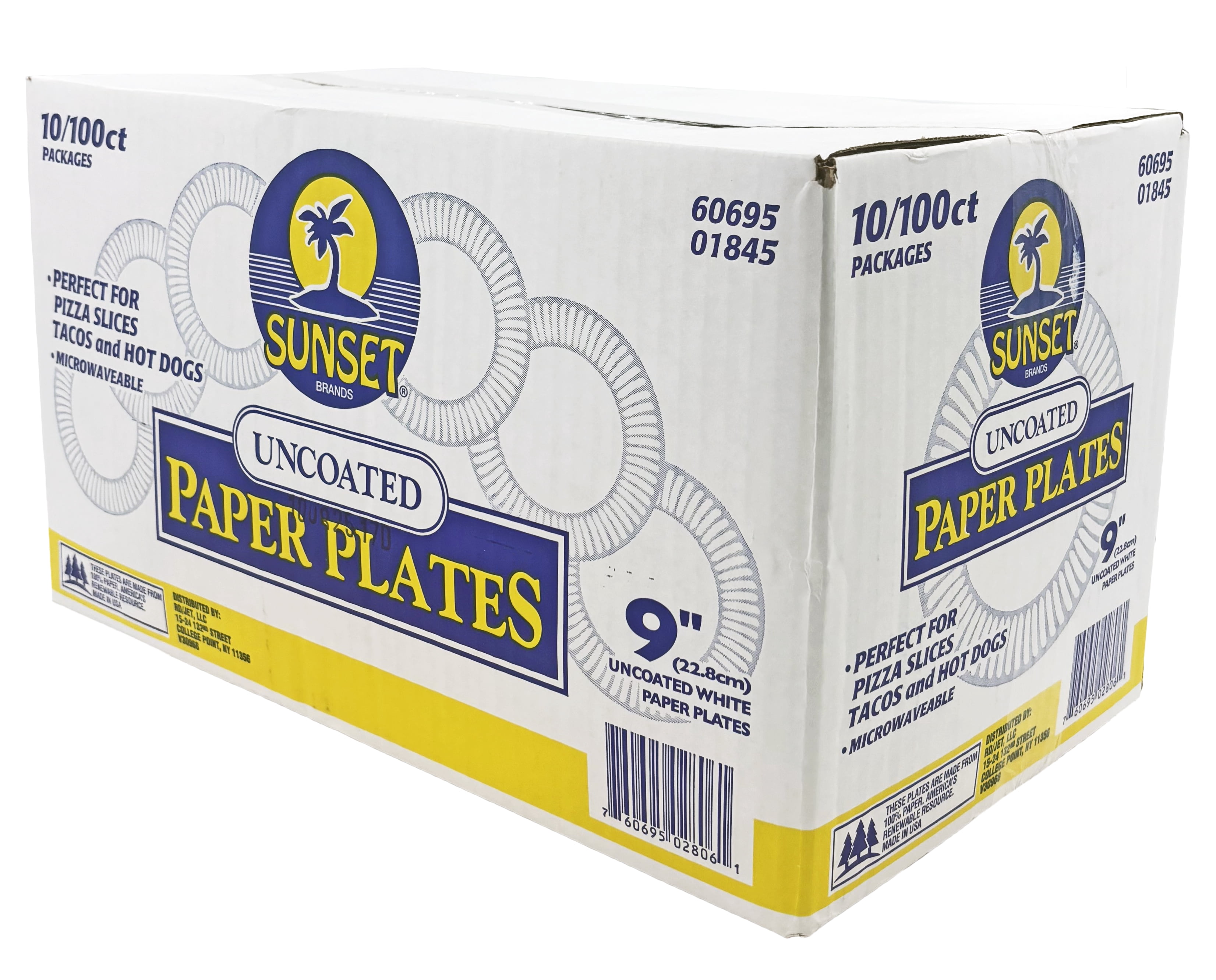 Sunset Uncoated 9 Inch White Paper Plates 1000 Count
