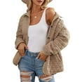 thumbnail image 3 of Women's Quilted Jacket Casual Winter Open Front Button Down Puffer Coat Outwear Cardigan Khaki L, 3 of 8