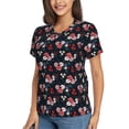 thumbnail image 2 of Xecao Rose Flowers for Women's V-Neck T-Shirts-Elegant Half-Sleeve Tops Perfect for Summer-XX-Large, 2 of 5