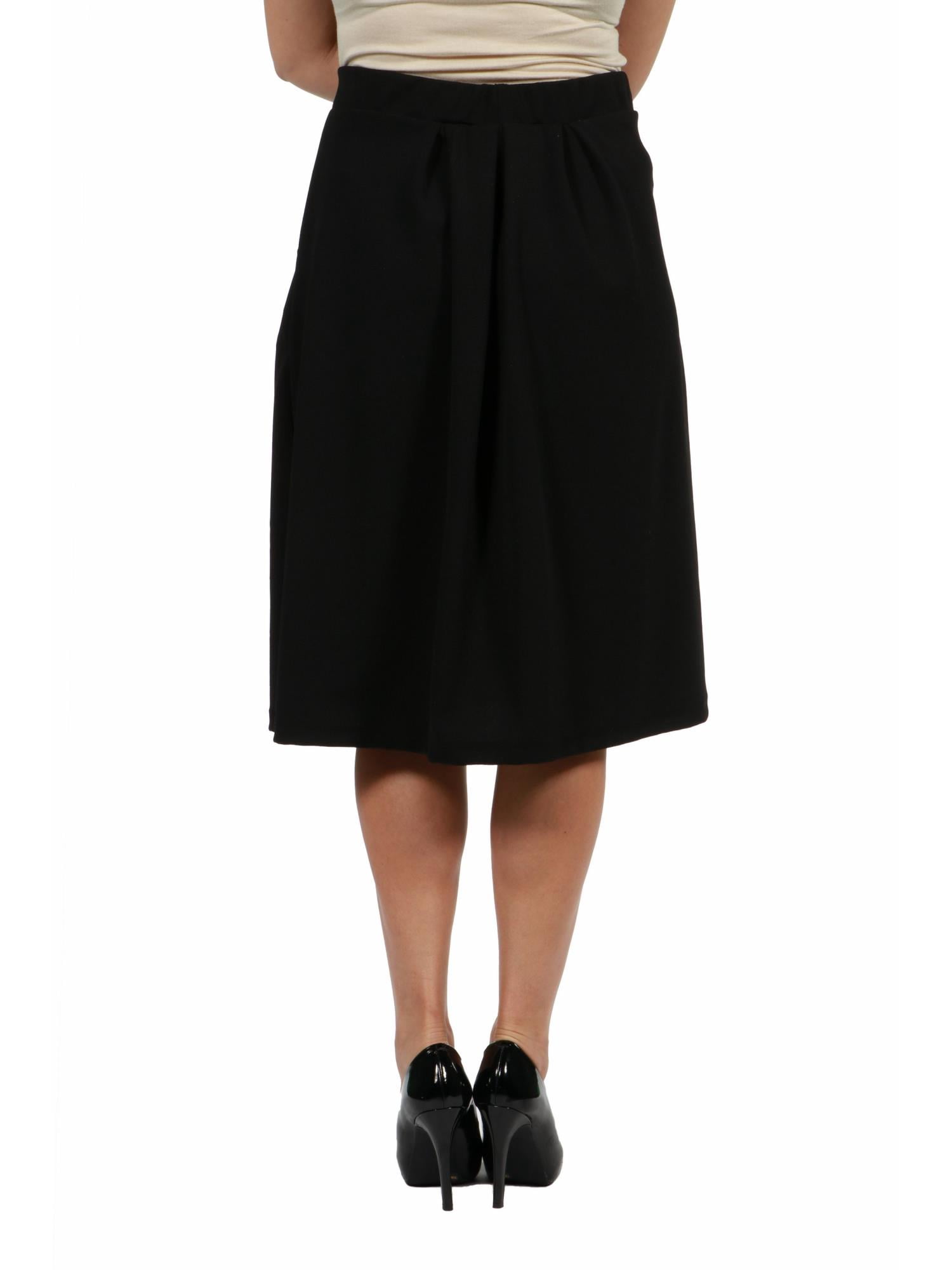 24/7 Comfort Apparel Women's Plus Size Classic Knee Length Black Skirt With Pockets
