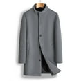 thumbnail image 2 of Stamzod Winter Wool Jacket Men Solid Color Stand Collar Single Breasted Work Overcoat with Pocket Officewear Dressy Casual Mid Length Coats for Men Gray C S, 2 of 9