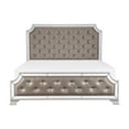 thumbnail image 2 of Benjara Badra Queen Bed with Crystal Button Tufting, Mirror Trim, Gray Faux Leather, 2 of 5
