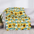 thumbnail image 3 of Rateoe White Blue Striped Sunflower Pattern Flannel Throw Blanket, Ultra-soft Blanket for Bed, Couch, Car, Hypoallergenic Anti-pilling blanket-40"x30"(Horizontal), 3 of 6