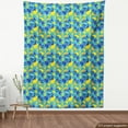 thumbnail image 4 of Fruit Upholstery Fabric by the Yard, Lemons and Leaves Pattern in Cartoon Style on Background Geometric Shapes, Decorative Fabric for DIY and Home Accents, Yellow and Multicolor by Ambesonne, 4 of 5
