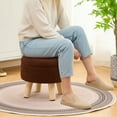 thumbnail image 4 of Casa Pura Furniture Storage Ottoman, Modern Round Footrest with Soft Padded Seat, Teddy Velvet Footstool with Wood Legs, Accent Small Table or Plant Stand for Hallway, Living Room, 4 of 7
