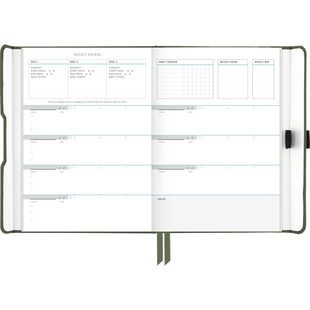 AT-A-GLANCE FOUNDATION Undated Weekly Monthly Planner Green Small 5 12 x 8 12 -