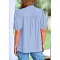 thumbnail image 3 of PRETTYGARDEN Womens Casual Summer Tops V Neck Short Puff Sleeve Pleated Cotton T Shirts Loose Dressy Blouses, 3 of 8