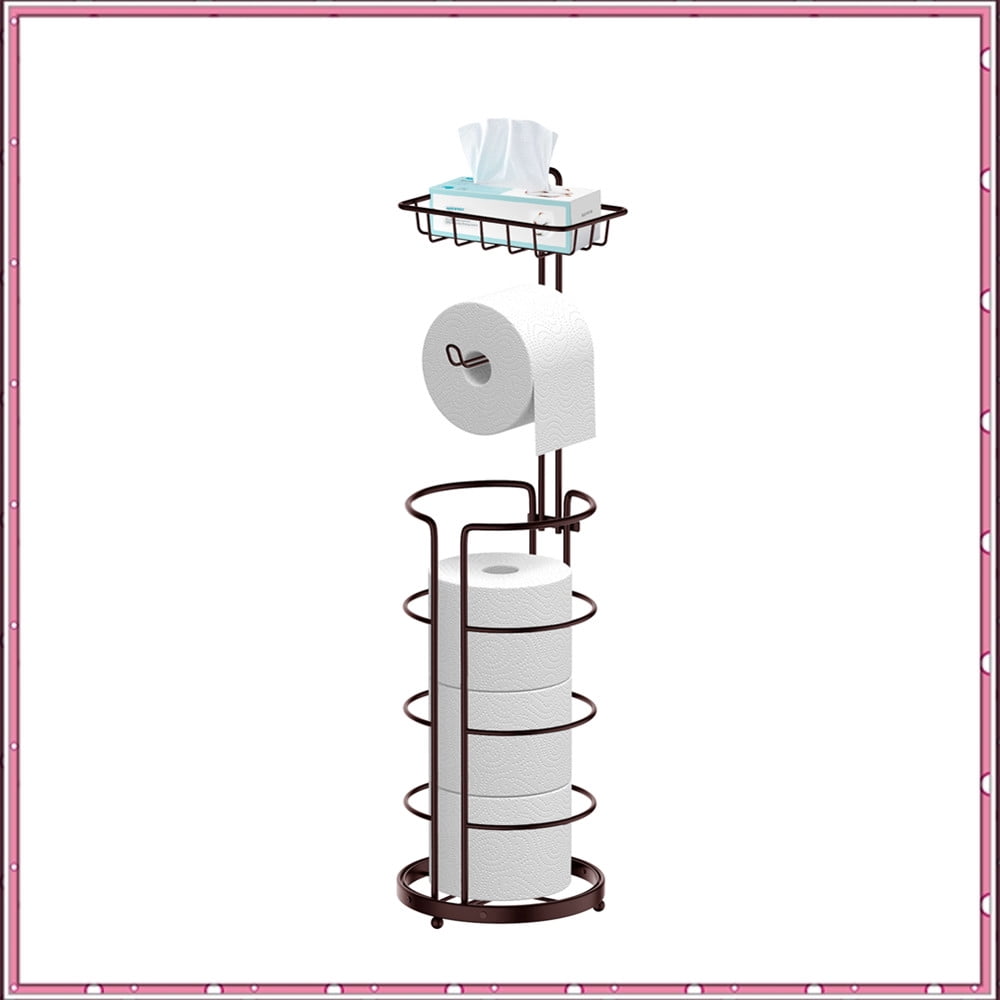 Bronze Freestanding Toilet Paper Holder with Storage Shelf