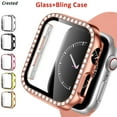 thumbnail image 5 of SOLOLUP (1/3Pack) Bling Hard Cover for Apple Watch Case 41mm 40mm 38mm 45mm 44mm 42mm 40mm Diamond Tempered Glass Shell Protector Protective Bumper Accessories for iWatch Series 8 7 SE 6 5 4 3 2 1, 5 of 9
