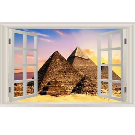Egyptian Pyramids 3d - VWAQ Peel And Stick Egyptian Pyramids Wall Mural - 3D Window View Wall Decal Sticker NWT2 (16