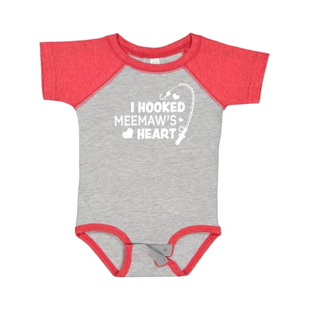 

Inktastic I Hooked Meemaw s Heart with Fishing Rod Boys or Girls Baby Bodysuit