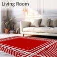 thumbnail image 2 of ODIKA 6'x9' Machine Washable Non-Slip Area Rug, Classic Interlocking Houndstooth with Spruce Sprig Embellishments High Traffic Rug with Pad, Red, 504062, 2 of 8