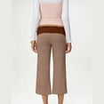 thumbnail image 4 of Gaucho Pants for Women Fold Over Flowy Low Rise Wide Leg Capri Pants Casual Stretch Cropped Pant Brown M, 4 of 5