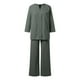 thumbnail image 5 of Conjunto informal de dos piezas para mujer: camisa de manga larga y pantalones de cintura alta - Camisa de color liso con botones, pantalones holgados con bolsillos, tallas S-XXL para todas las oca, 5 of 5