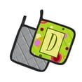 thumbnail image 2 of Letter D Monogram - Lime Green Pair of Pot Holders, 2 of 2
