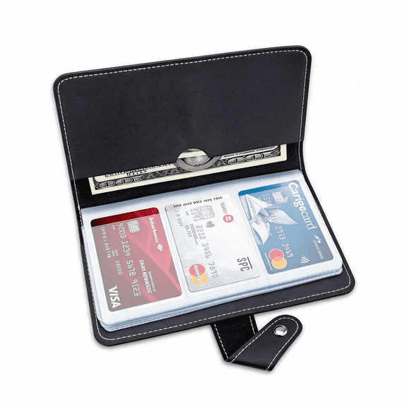 AOMRCOL Credit Card Holder, Leather Business Card Organizer with 96 Card Slots, Professional Card Book Case for Cards and Important Documents to Prevent Loss Or Damage (Black)