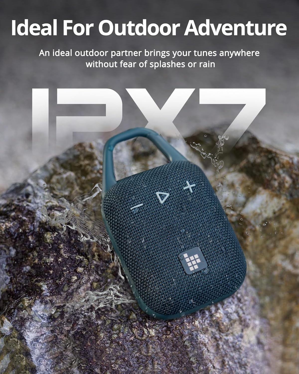 Tronsmart Mirtune H1 Portable Bluetooth Speaker, Big Audio and Punchy Bass, Integrated Carabiner, IPX7 Waterproof, 20H Playtime - Black
