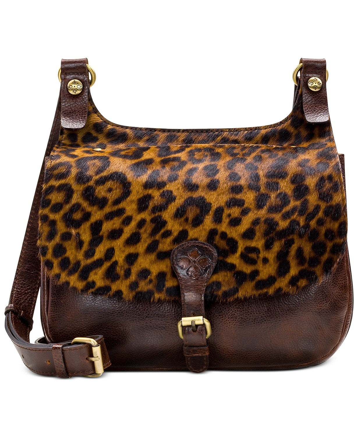 Patricia Nash Leopard London Leather Saddle Bag