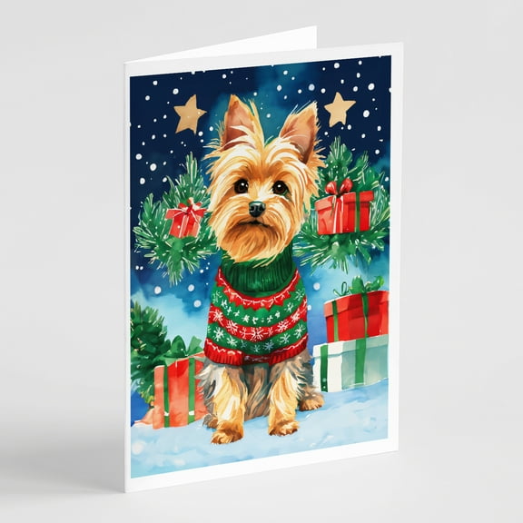 Yorkshire Terrier Yorkie Christmas Greeting Cards Pack of 8 7 in x 5 in