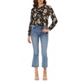 thumbnail image 3 of MODA NOVA Junior's Long Sleeve Ruffle  Button Down Floral Shirt Black L, 3 of 6