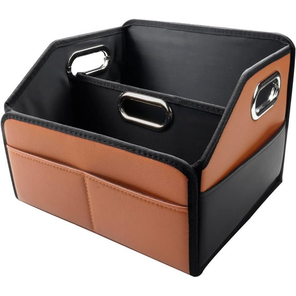 Noaman Leather Car Seat Organizer with 6 Compartments, 3 Handles, Multipurpose