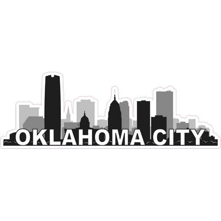 - 10inx3.5in Oklahoma City Skyline Sticker Vinyl Car Window Bumper Stickers
