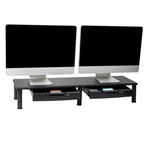 Large Dual Monitor Stand with Storage Drawers