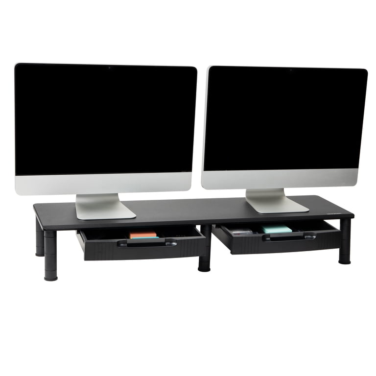 Large Dual Monitor Stand with Storage Drawers photo 1