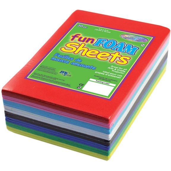 Krafty Kids Foam Sheets 4"X6" 1.5mm 30/Pkg-Primary Colors