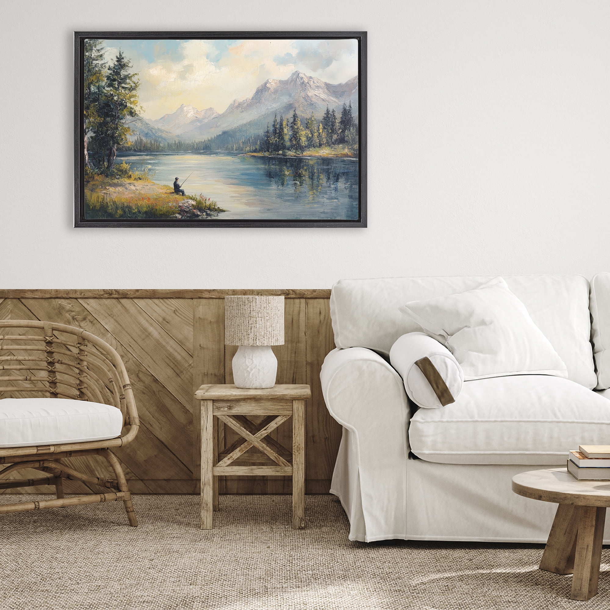Stupell Industries Secret Fishing Spot Black Framed Floater Canvas Wall Art, design by Petal Prints Design