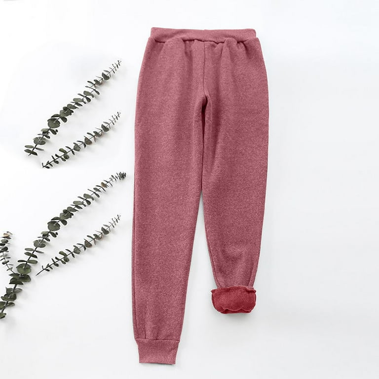 YWDJ Joggers for Women High Waisted Fashion Women Winter Sport Leg Pant  Solid Casual Loose Leggins Long Pants Wine XL 