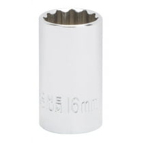 Vulcan MT6182141 Drive Socket, 16 mm Socket, 1/2 in Drive, 12-Point, Chrome Vanadium Steel, Chrome