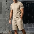thumbnail image 3 of Gytharion 2 Piece Classic Summer Outfits for Men Round Neck Short Sleeve T-shirt with Elastic Waist Shorts Sets Soild Color Casual Sets, 3 of 8