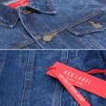 thumbnail image 4 of Red Label Men’s Premium Casual Faded Denim Jean Button Up Cotton Slim Fit Jacket (Dark Blue, S), 4 of 5