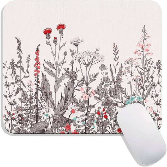 Square Mouse Pad Garden Flowers,Personalized Premium-Textured Custom Mouse Mat Design,Washable Mousepad Lycra Cloth,Non-Slip Rubber Base Computer Mouse Pads for Wireless Mouse