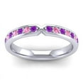 thumbnail image 1 of 0.30 Ct Forme Ronde Améthyste & Rose Saphir Pierre Précieuse Belle Bande d'Engagement d'Éternité pour Son Solide 14K Or Blanc Taille 6.5 par Diamond-Capitals, 1 of 8
