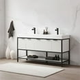 thumbnail image 3 of Marcilla 60" Double Sink Bath Vanity in White with One-Piece Composite Stone Top, 3 of 14