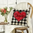 thumbnail image 2 of Sm:)e Buffalo Plaid Love Heart Valentines Day Throw Pillow Cover Set of 2, 18x18 Inch, 2 of 7