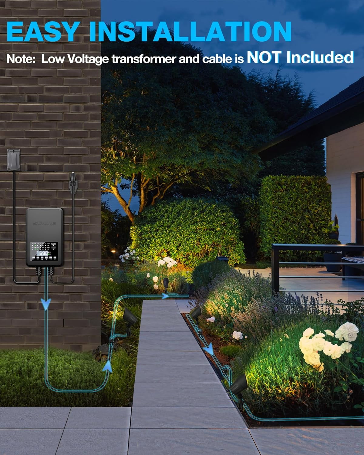 6W Low Voltage Landscape Lighting LED Landscaping Lights Warm White Low Voltage Lighting Waterproof Landscape Spotlights with Connectors Spot Lights Outdoor for Tree Wall Pathway Yard, 4 Pack