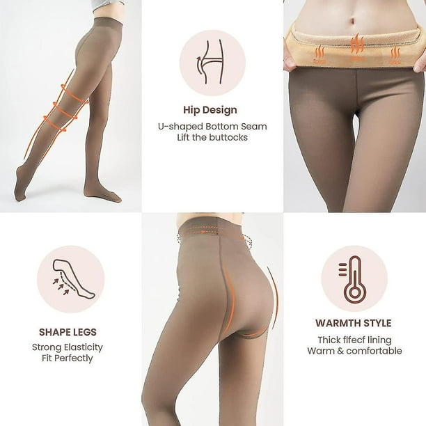 Fleece Lined Tights Sheer Women - Fake Translucent Warm Pantyhose Leggings