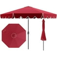 thumbnail image 1 of Costway 10 FT Patio Umbrella with Crank Tilt Adjustment Ruffles Vented Top 8 Ribs Red, 1 of 10