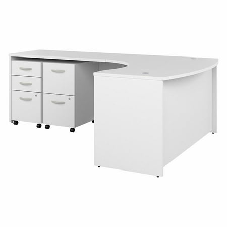 UPC: 0042976196929 | Bush Business Furniture Studio C 60W x 43D Left Hand L-Bow Desk with Mobile File Cabinets  White
