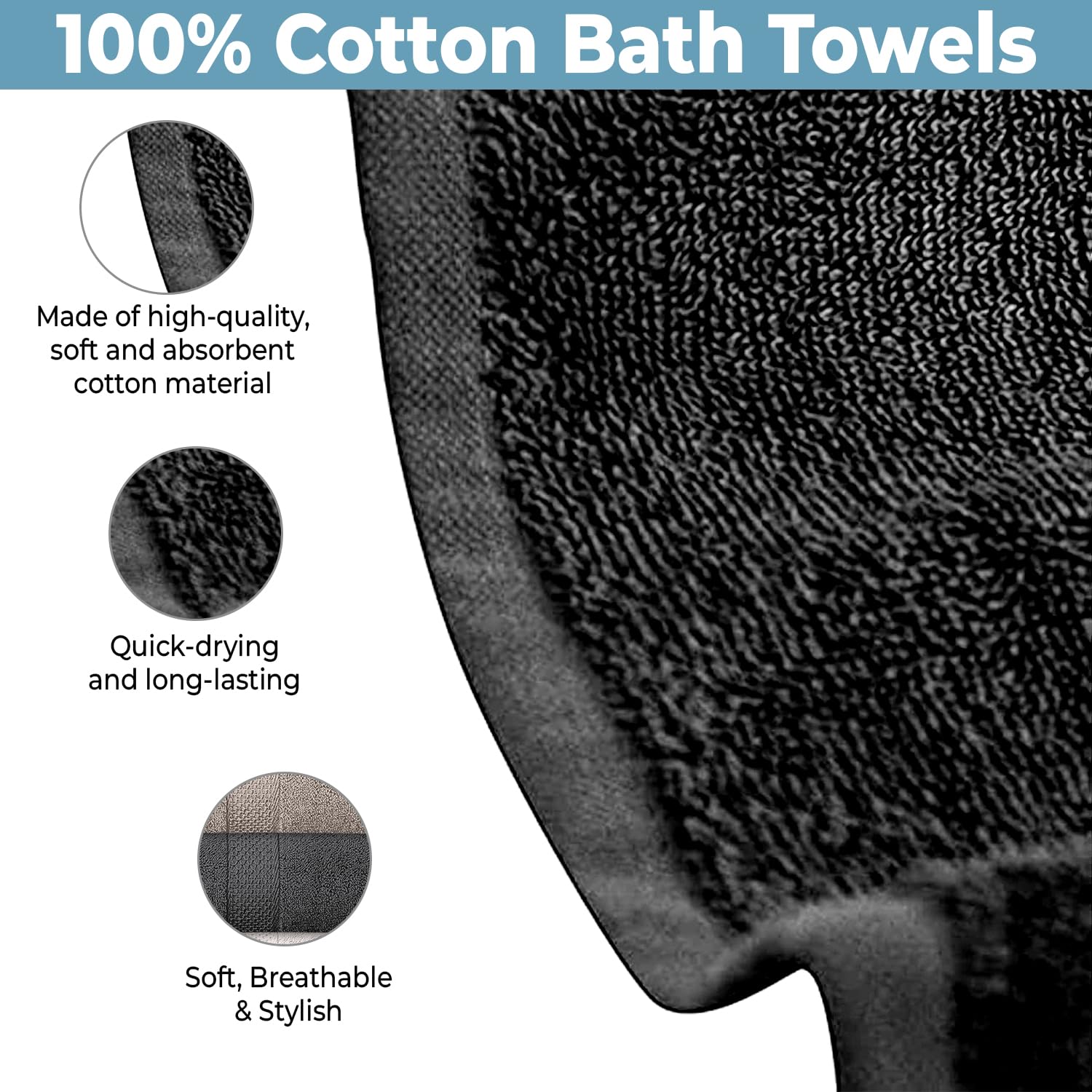 Bath Towels Dream Craft (Multi-color) Pack of 6 (24" x 48")