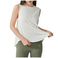 thumbnail image 2 of HOMBOM Muscle Tank Tops for Women 2025 White Sports Sleeveless Fitness Crew Neck Solid Color Shirt, 2 of 4