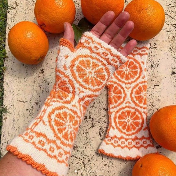 Baqcunre Clearance! Warm Gloves, Womens Handmade Orange Knitted Autumn Winter Gloves Retro Crochet Gloves, Knitted Gloves, Heating Gloves