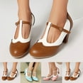 thumbnail image 7 of Purcolt Women's Mary Jane Shoes Vintage PU Leather Round Toe Cut Out Buckle T Strap Heeled Pumps Dressy Shoes for Wedding Party Club, 7 of 7