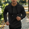 thumbnail image 1 of Handshe Men's Stylish Leisure Solid - Color Button Drawstring Hooded Long - Sleeve Loose Coat, 1 of 7