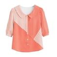 thumbnail image 5 of GERsome Womens Button Down Shirts Crew Neck 3/4 Sleeve Casual Collared Blouses Tops,Orange,Size M, 5 of 6